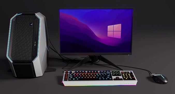set pc gaming  desktop computer3d model