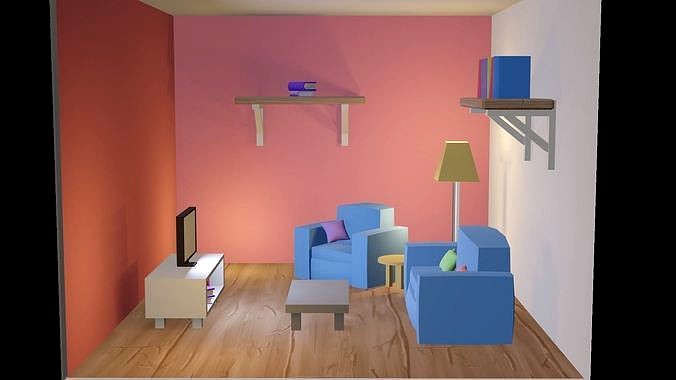 Cartoon Living room - Lowpoly interior 2