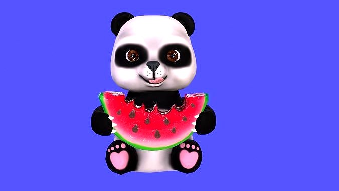 3D model of Panda with watermelon