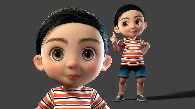 Cartoon boy with binding
