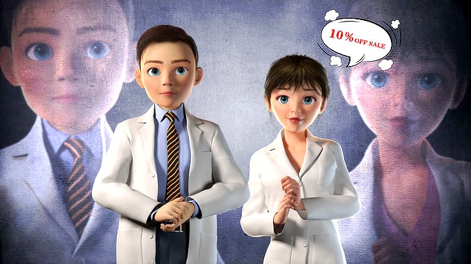 Cartoon doctor the doctor with binding men and women