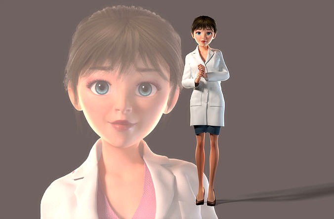 Cartoon doctor female doctor with binding
