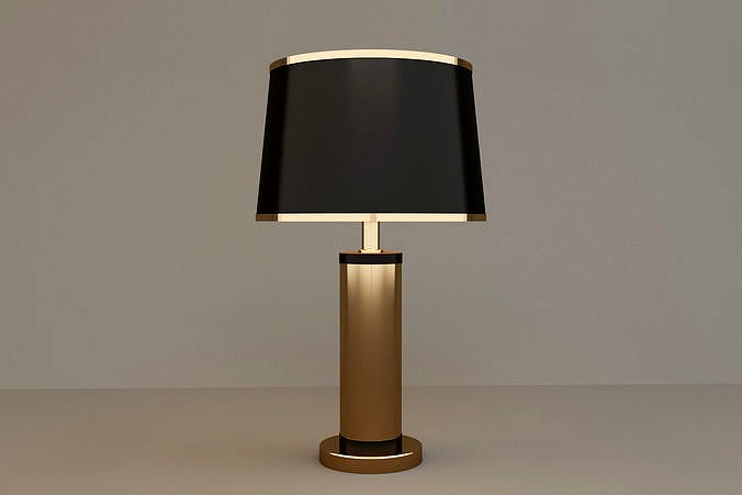 Table Lamp with Drum Black Fabric Shade