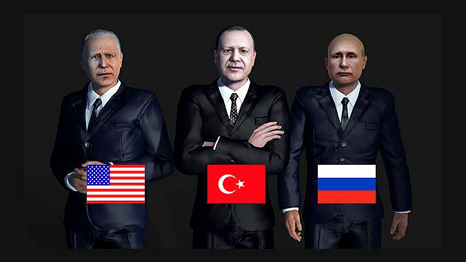 Presidents Joe Biden-Vladimir Putin-Erdogan