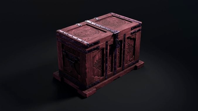 Low Poly Treasure Chest 3D Model PBR