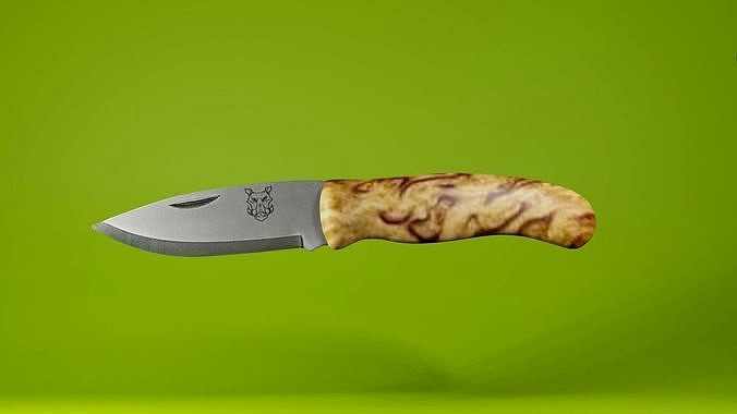 a knife made of wood and metal   low-poly game ready