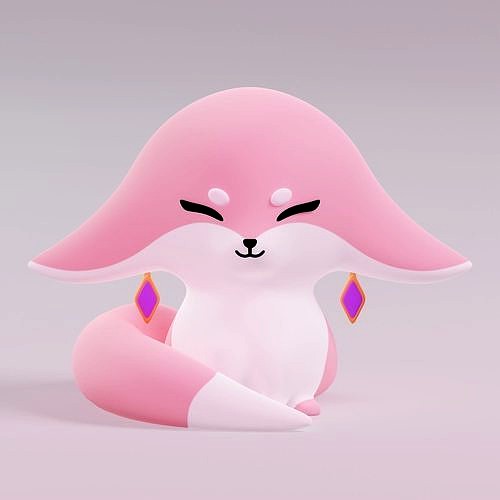 Cute Kitsune 3D Model