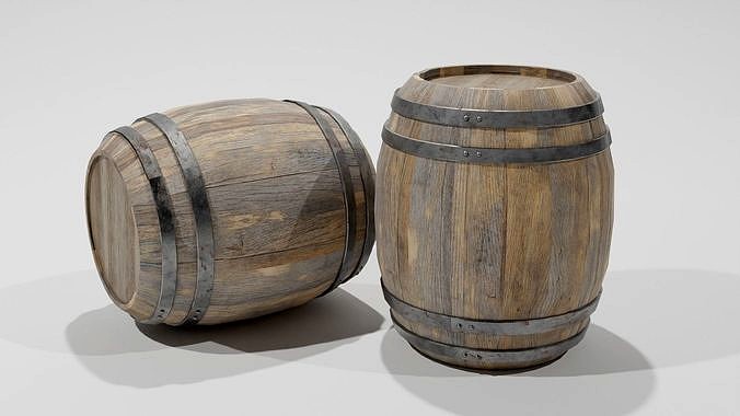 Old Wood Wine Beer Barrel Low Poly Game Ready PBR