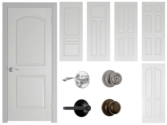 Home Interior Doors and Knobs Pack High Poly AND Low Poly