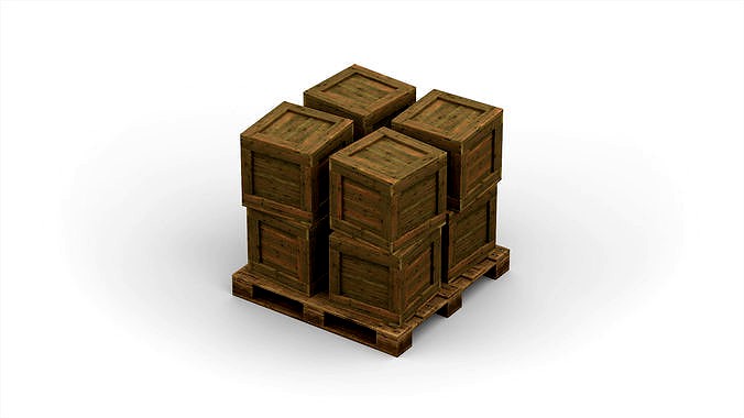Stack of Wooden Crates on Cargo Pallet