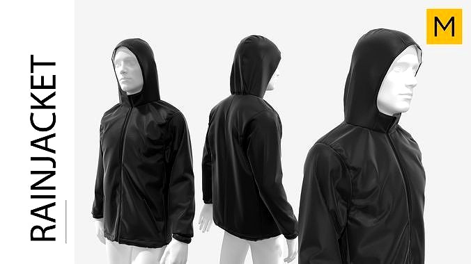 Marvelous Designer Basic Rain Jacket Male 3D Model