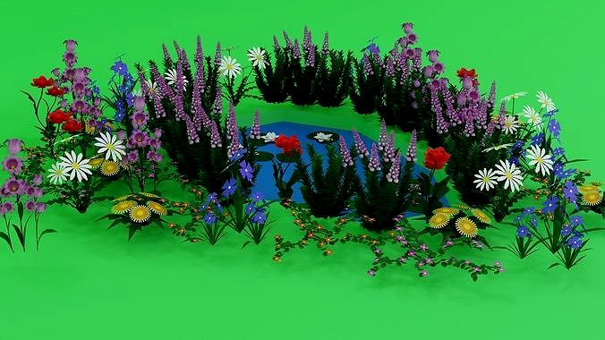 10 low poly Flowers Plant