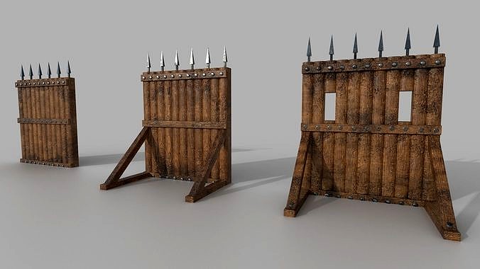 Fence wooden fencing for defense PBR low-poly game ready
