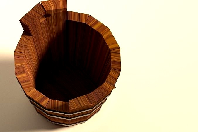 3d model wooden bucket
