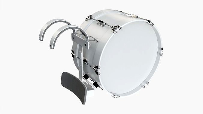 Marching bass drum with carrier pure white