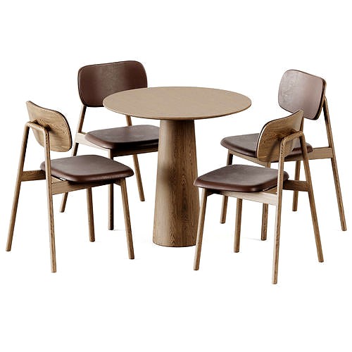 Table POV R80 by Ton and Wooden Klara Chair by Moroso