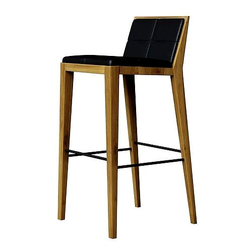 Bess Calligaris bar stool corona render leather and wood 3d model