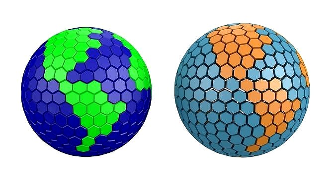 World 3d hexagon map