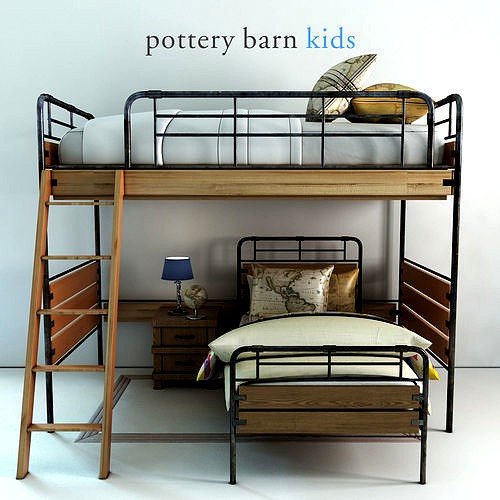 Pottery barn Owen Twin Loft Lower Bed Set 3d model