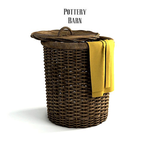 Pottery barn Round Perry Wicker Basket Hamper Havana Weave