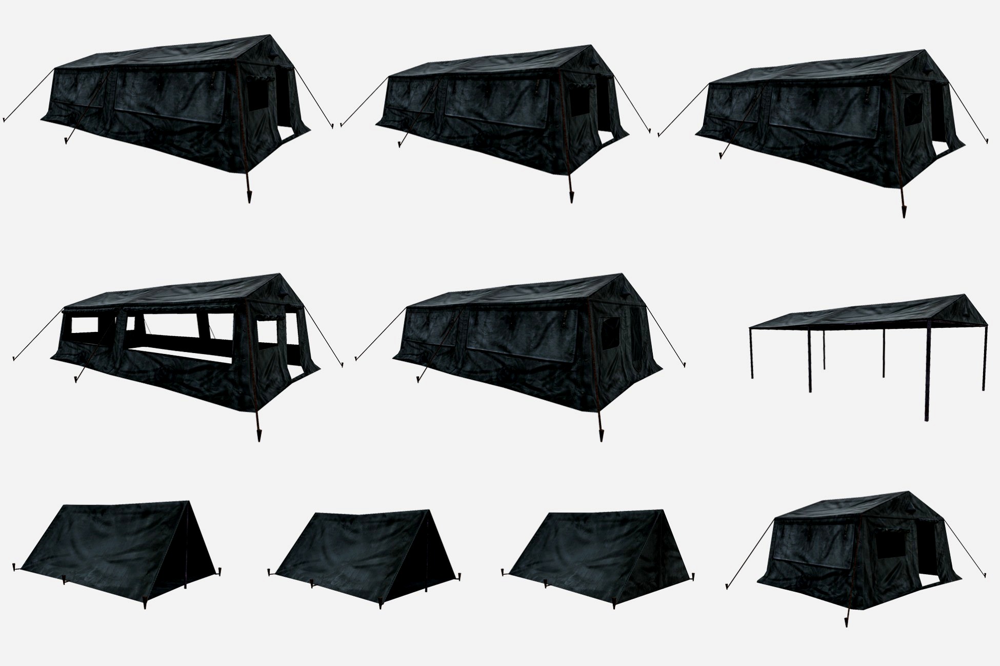 Military tents 3d model