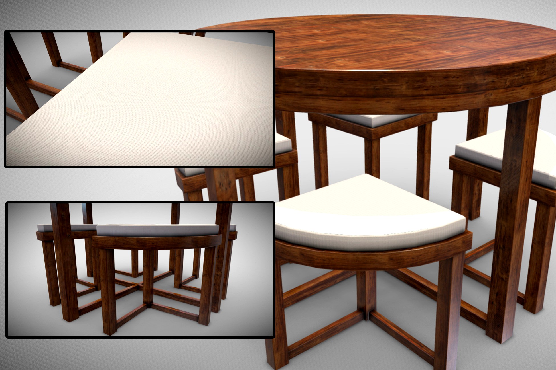 Round Dining Table Four Seater Vol01 3d model