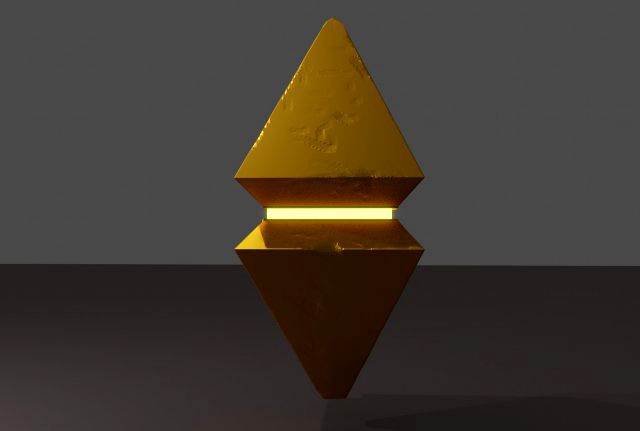 Ethereum gold dekoration with glow