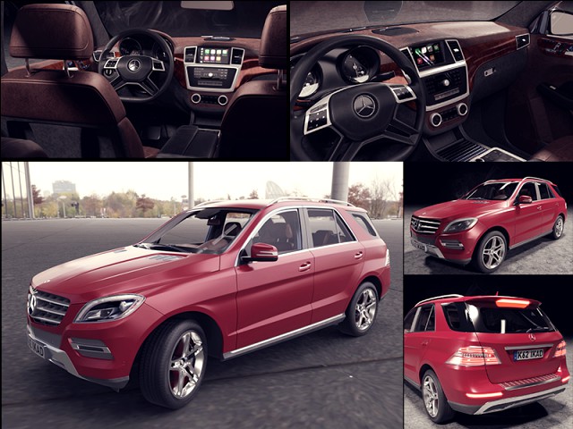 3D Red Car Mercedes Benz ML