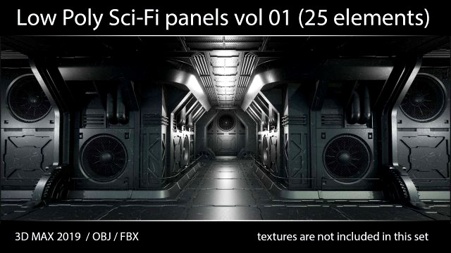 Low Poly Sci-Fi panels vol 01 Low-poly