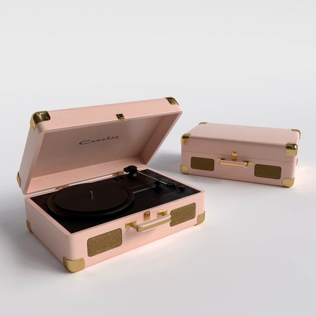 Suitcase record player Crosley Pink box
