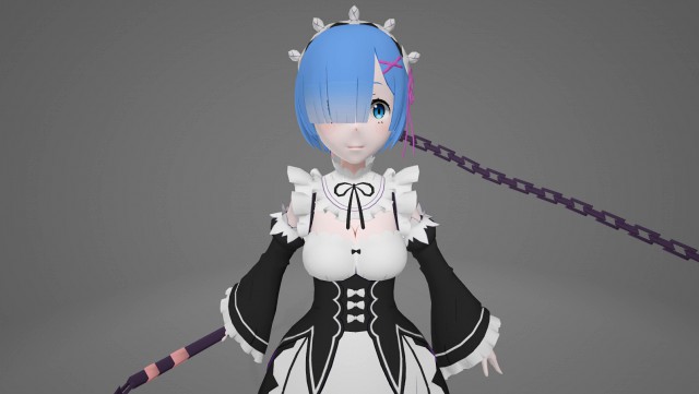 Rem - Re Zero anime 3D model animated rigged