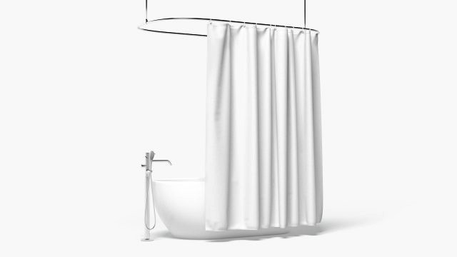 Closed Shower Curtain with Bath Interior Elements