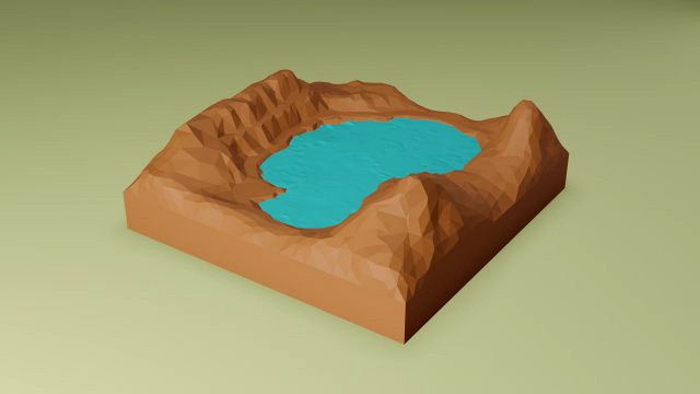 Isometric lake landscape