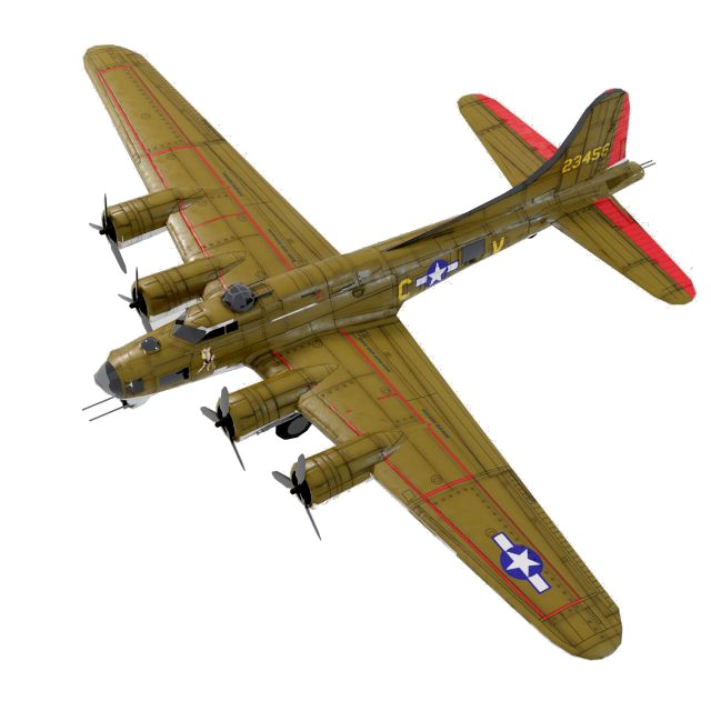 Boeing B-17 Flying Fortress lowpoly WW2 bomber