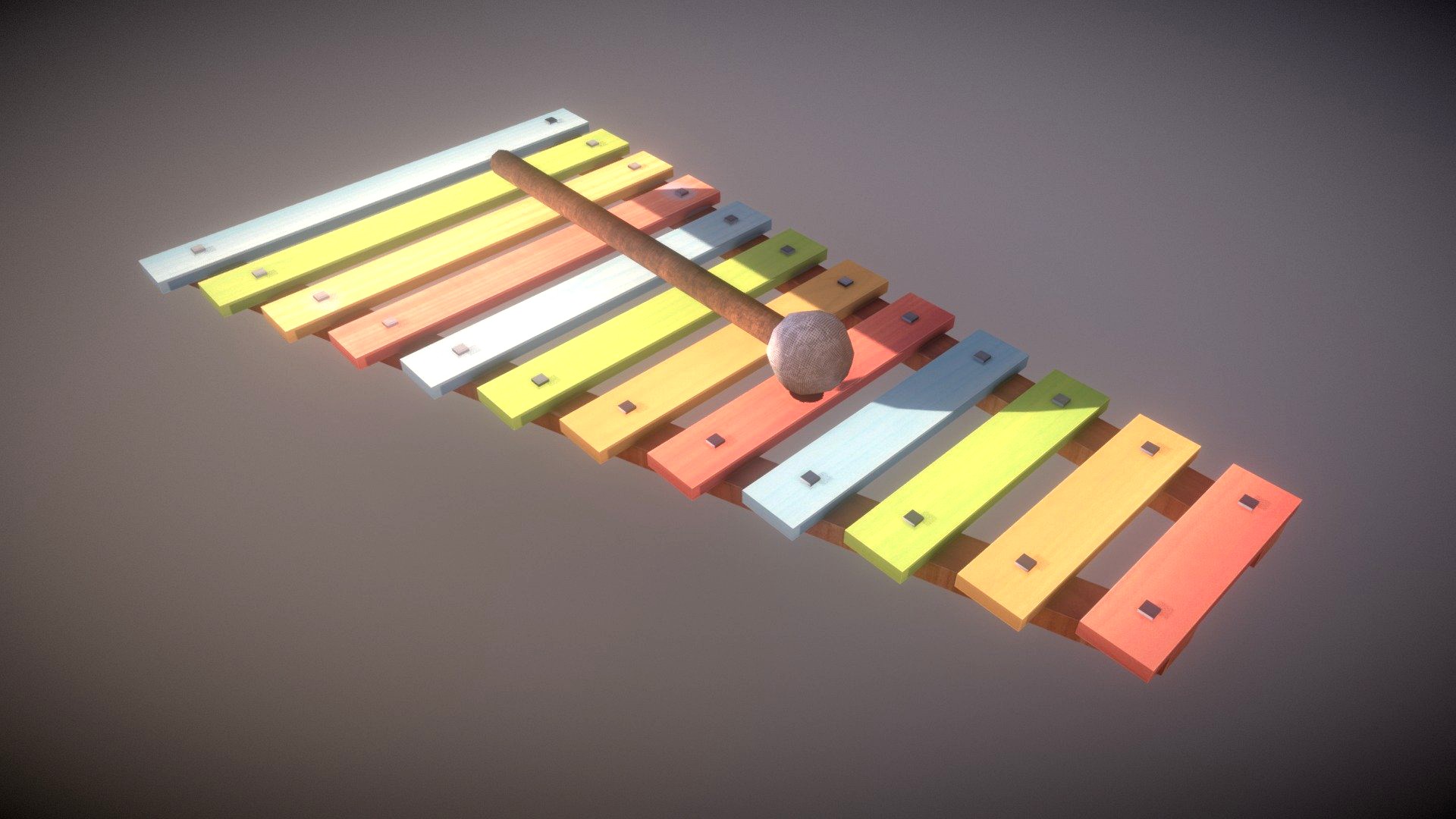 Game Ready Xylophone Color With Mallet Low Poly