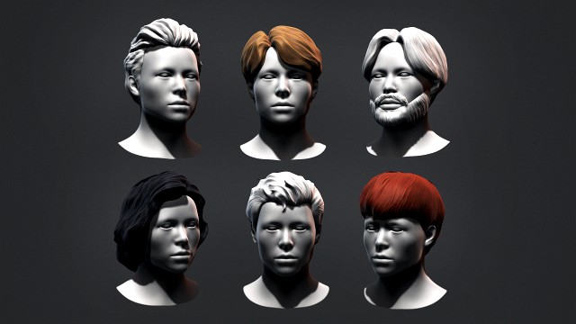 Hair - Low Poly Male Hairstyle Kitbash