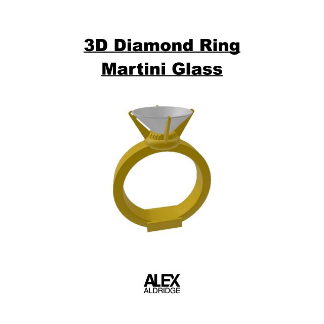 3D Diamond Ring Martini Glass