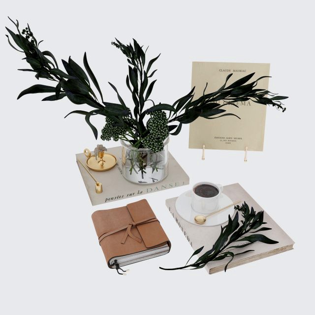 Decorative set 018 with coffee and bouquet