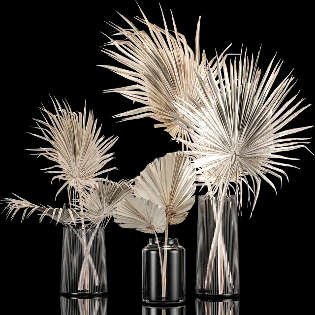 Bouquet Of Bleached Dry Palm Leaves In A Vase