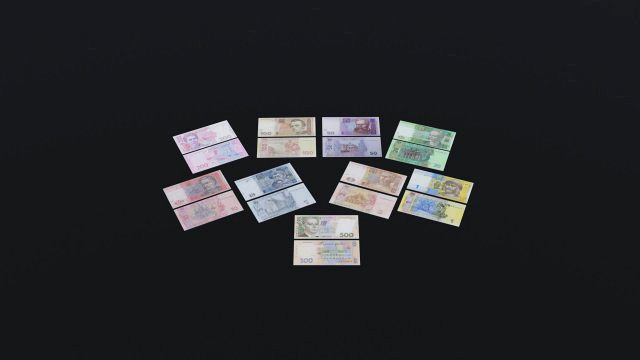 Ukraine money hryvnia in 3D