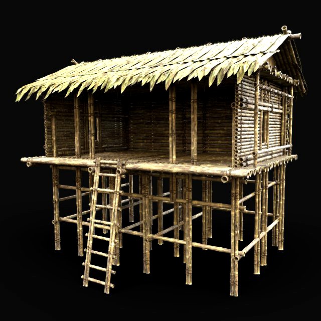 BAMBOO SHELTER HOUSE TREE JUNGLE HUT SURVIVAL CASTAWAY CABIN AAA