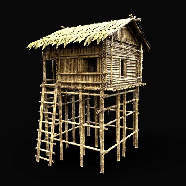 BAMBOO HOUSE JUNGLE WATCHTOWER HUT SURVIVAL CASTAWAY CABIN AAA