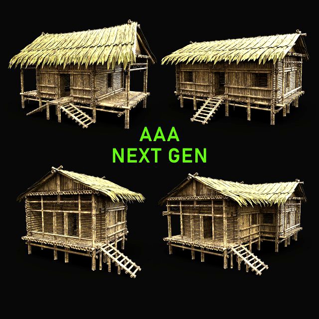 BAMBOO HOUSE JUNGLE HUT CASTAWAY SURVIVAL BUILDER COLLECTION AAA