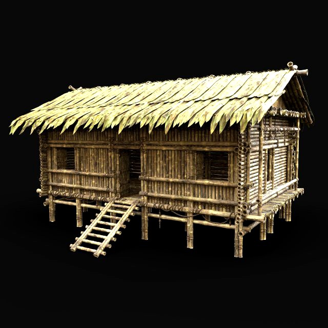 BAMBOO HUT JUNGLE IMPROVISED SURVIVAL CASTAWAY HOUSE CABIN AAA