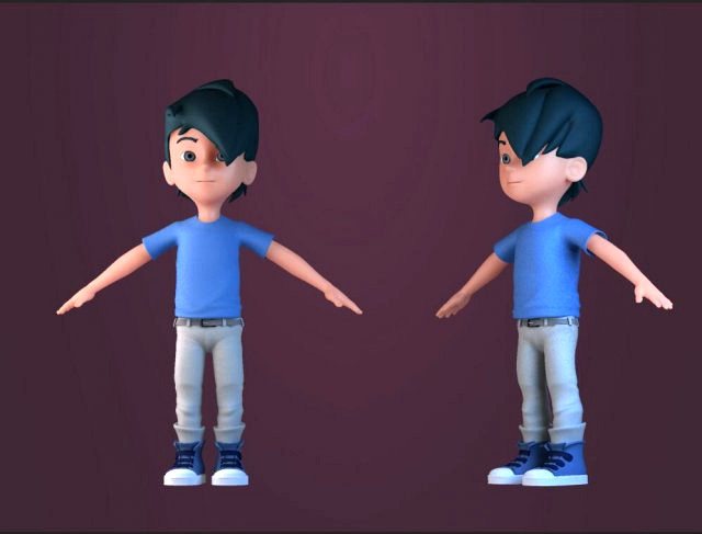 Animated characters students passersby Little Boys cartoon boys