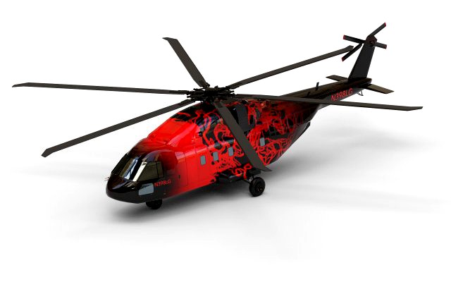 Civil helicopter Low-poly