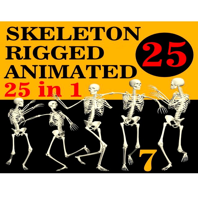 Skeleton Rigged 3D Animations Set 7 - 25 in 1