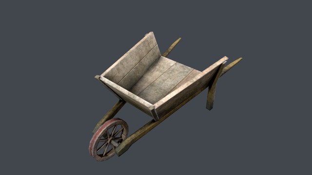 Wooden hand truck low poly 3D