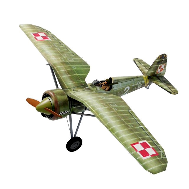 PZL P11 lowpoly WW2 fighter