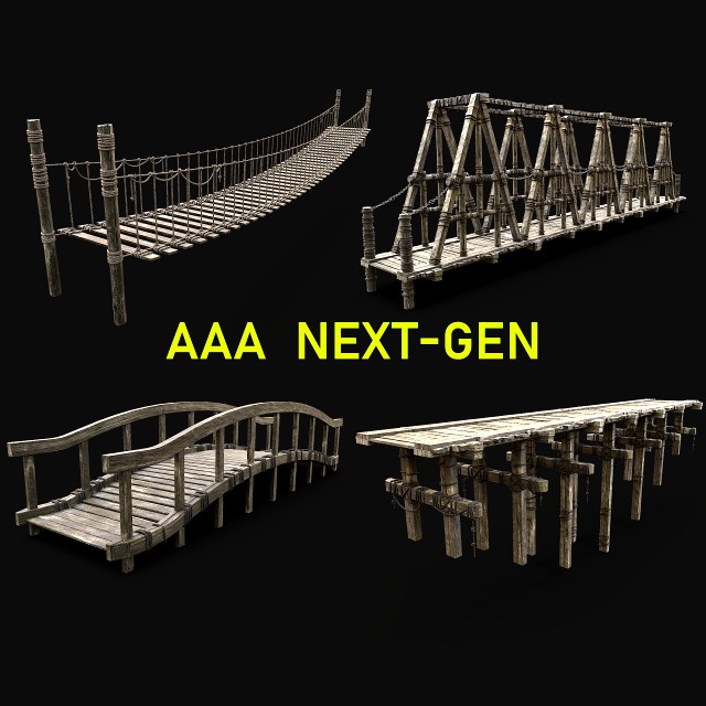 WOODEN BRIDGE MEDIEVAL PLATFORM CONSTRUCTION PACK COLLECTION